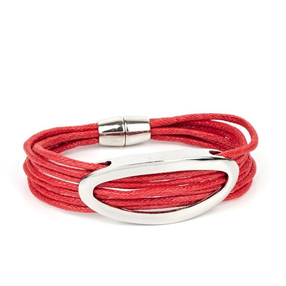 CORDED COUTURE RED PAPARAZZI BRACELET - Picture 2 of 2